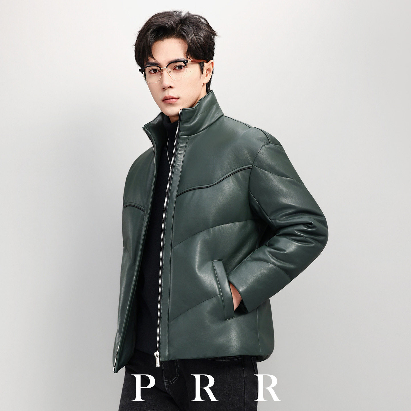 普洛克正品 皮羽绒服皮衣男士立领短款鹅绒服真皮夹克保暖外套潮