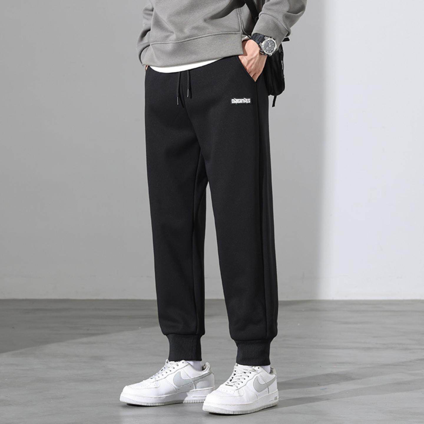 普洛克正品 士休闲裤情侣宽松卫裤加绒加厚款九分裤学生抗菌裤子