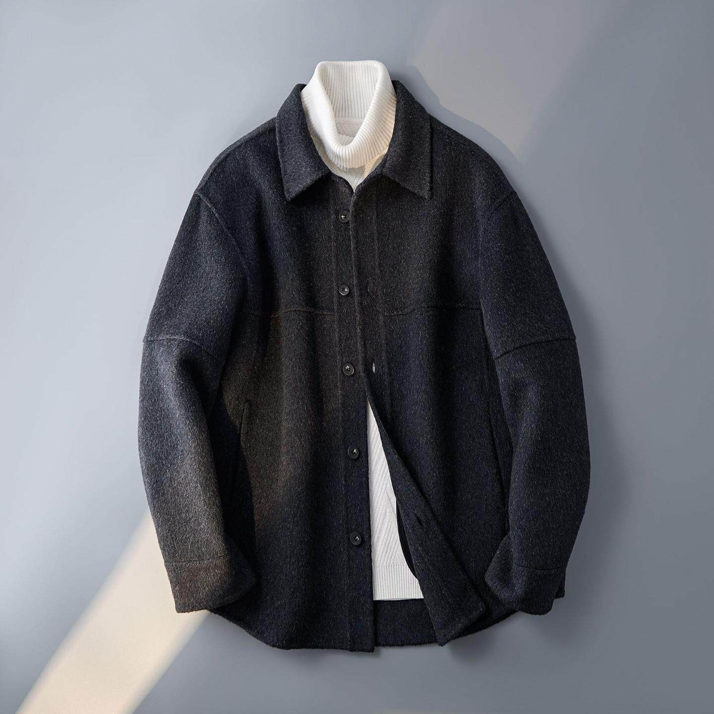 普洛克正品 羊毛呢大衣男士短款加厚秋冬休闲毛尼风衣夹克厚外套