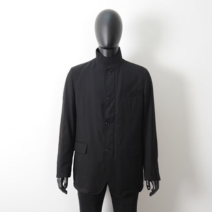 纳巴罗正品现货精纺山羊绒羊毛YKK男西服立领夹克外套上衣冬棉服