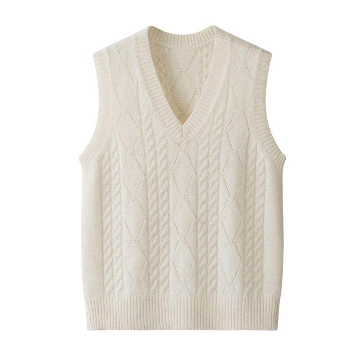 普洛克正品 山羊绒V领马甲显瘦女士针织袖加厚羊绒背心叠穿冬坎肩