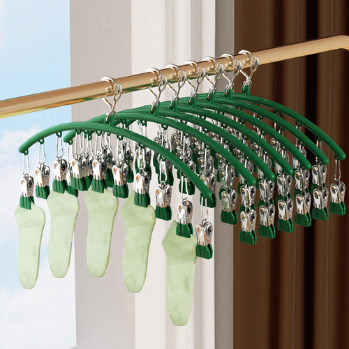 不锈钢袜架实心多加粗带夹子衣挂