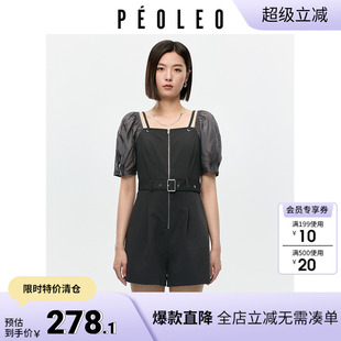 裙 飘蕾方领赫本风连衣裙2025夏季 新款 小个子收腰显瘦百搭短袖 工装