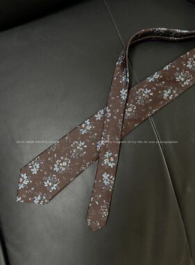 JCCC影子【花影】咖蓝色复古休闲提花领带JE5BX910