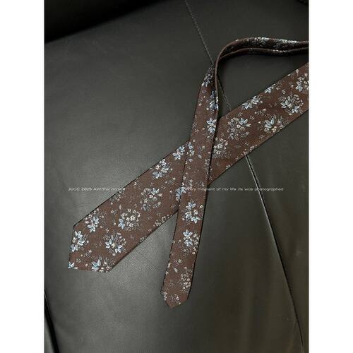 JCCC影子【花影】咖蓝色复古休闲提花领带JE5BX910