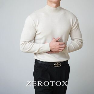 GZX ZEROTOX秋冬保暖百搭亲肤舒适半高领修身毛衣男含羊毛针织衫