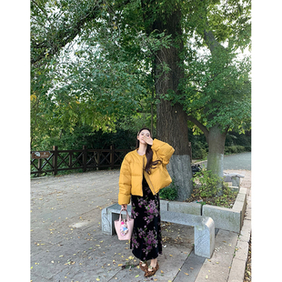 (吴大笑)首尔初冬~保暖美丽兼得高克重龟背90国标白鸭绒羽绒服