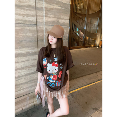 （吴大笑）给自己的礼物～减龄少女感可爱卡通精棉显瘦显白短袖女