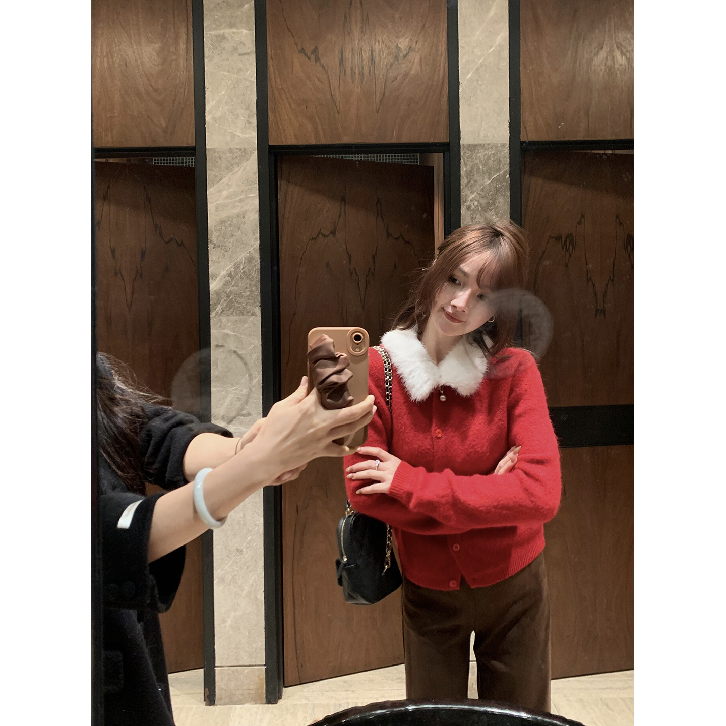 （吴大笑）圣诞来信～韩系毛绒氛围感百搭显瘦兔毛毛领开衫外套女