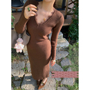 百搭气质优雅显瘦蕾丝拼接针织连衣裙女 秋日庭深～法式 吴大笑