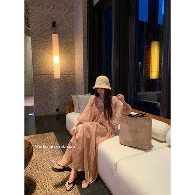 （吴大笑）松间云浮～法式度假风气质高级感波光粼粼宽松连衣裙女