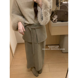 （吴大笑）暮色苍山～高级气质百搭显瘦灯芯绒带屁帘层次感半身裙