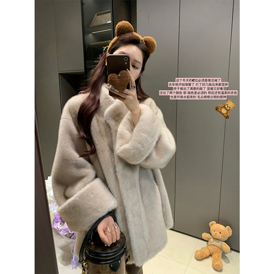 （吴大笑）林深见鹿～减龄好搭配可爱南瓜袖毛绒绒环保水貂外套女
