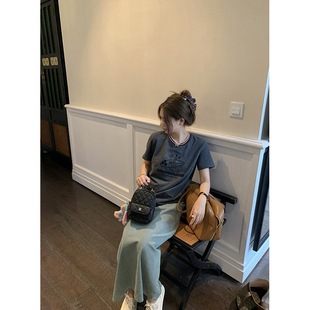 (吴大笑)贝洛集市~松弛感不挑人松紧腰软牛仔氛围感百搭半身裙