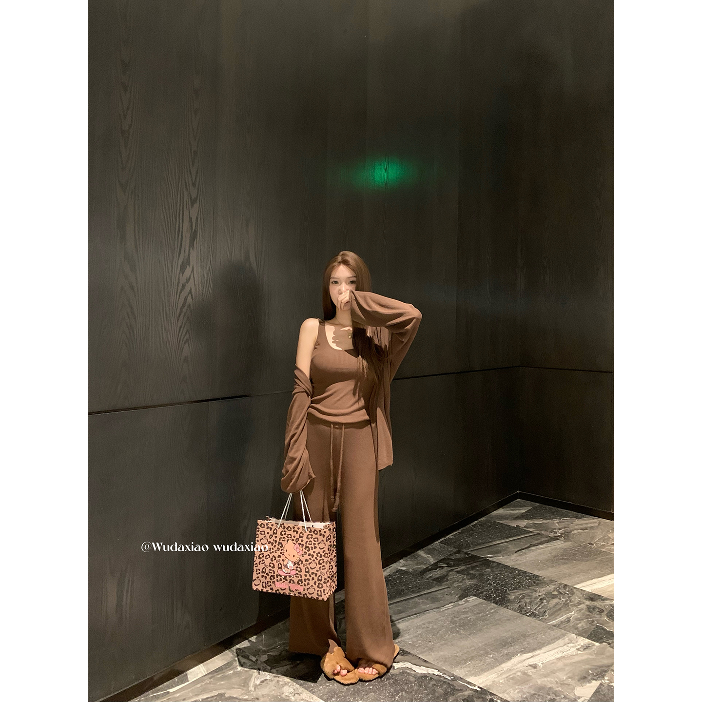 （吴大笑）盐茶半岛～松弛舒适显瘦百搭气质背心+开衫裤子三件套