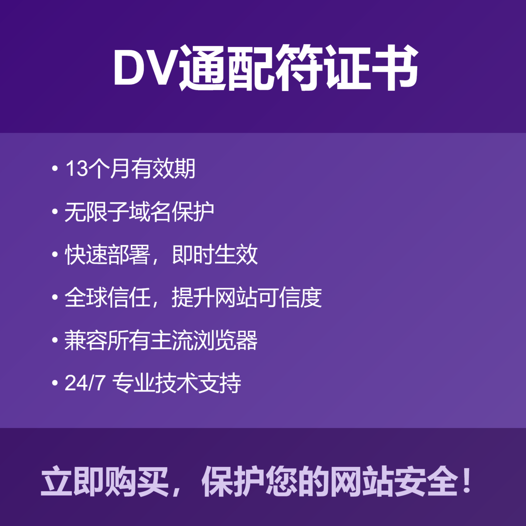 SSL证书 通配符证书 一年 泛解析 DV证书