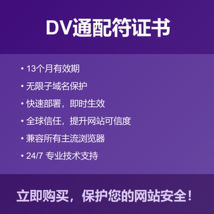 SSL证书 通配符证书 一年 泛解析 DV证书