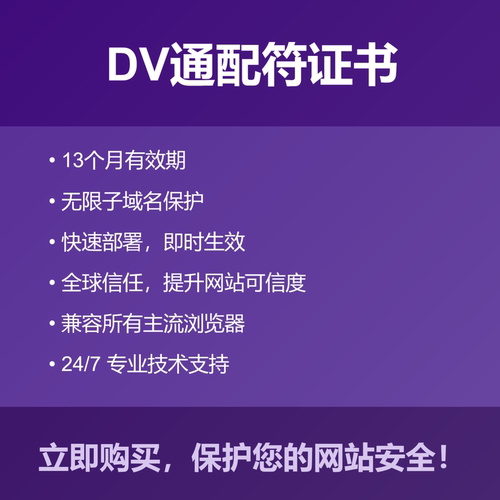 SSL证书 通配符证书 一年 泛解析 DV证书