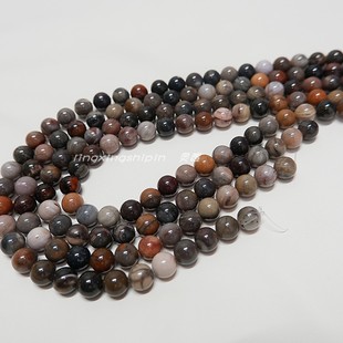 天然木化石散珠DIY手工串珠饰品配件手链项链发簪材料树化玉圆珠