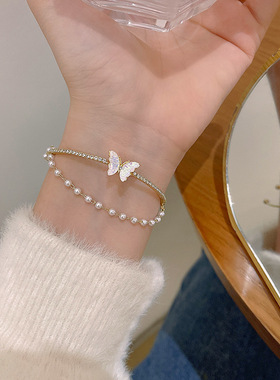 双层手链无珍珠ins珍珠女