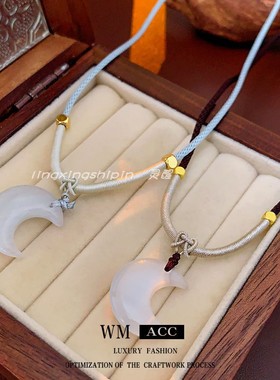 猫眼石琉璃编制绳女时尚百搭项链