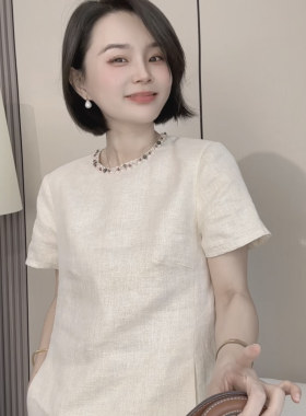 《清仓》 金丝亚麻彩色钉珠亚麻气质多款式连衣裙