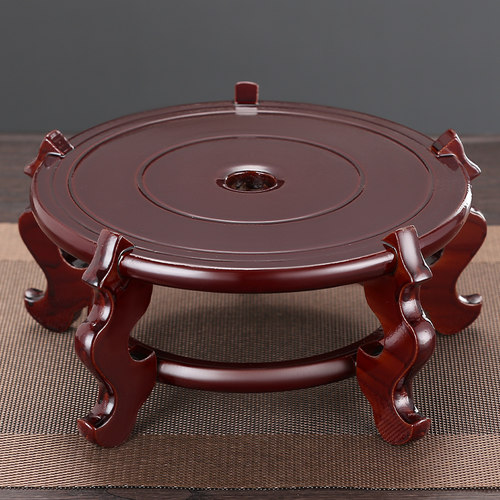 底座彷红木压缩木质花盆鱼缸架花瓶摆件底座奇石佛像彷实木圆底托