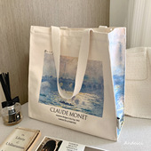 ANDCICI 莫奈花园 滑铁卢大桥油画帆布包上班通勤书包手提单肩包