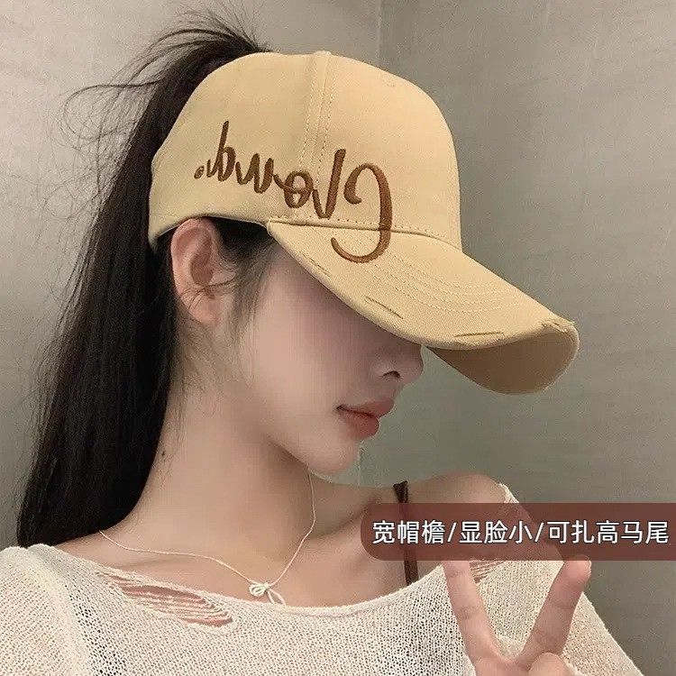 新款大头围空顶棒球帽女户外跑步运动可扎高马尾遮阳防晒鸭舌帽
