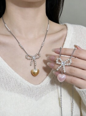 甜美风蝴蝶结吊坠锁骨链温柔风百搭饰品ins少女风轻奢质感配饰潮