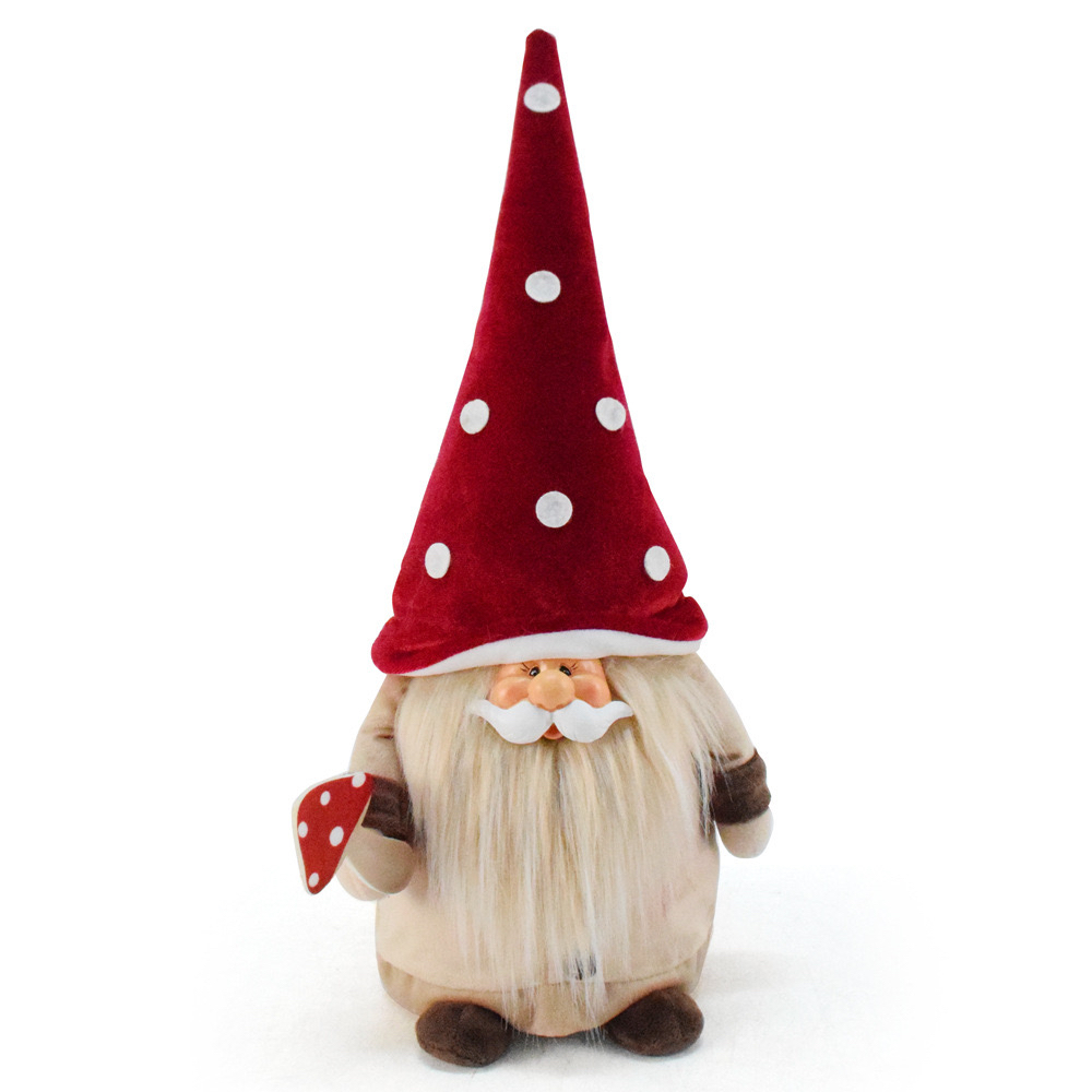 小脚蘑菇公仔树脂脸蘑菇地精装饰品圣诞节节日氛围摆件可爱玩偶