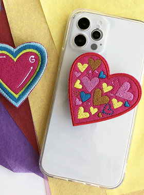 TRstudio手机壳手机气囊支架刺绣爱心桃心彩色iphone1213可爱伸缩