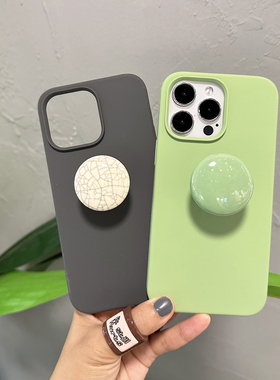 TRstudio原创首发陶瓷支架把手液态硅胶手机壳适用于iphone15pro141314promax12全包手感个性灰色鼻子支架