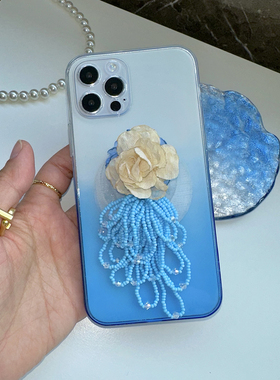 TRstudio原创设计花朵串珠手机壳气囊支架适用于iphone1413pr安卓