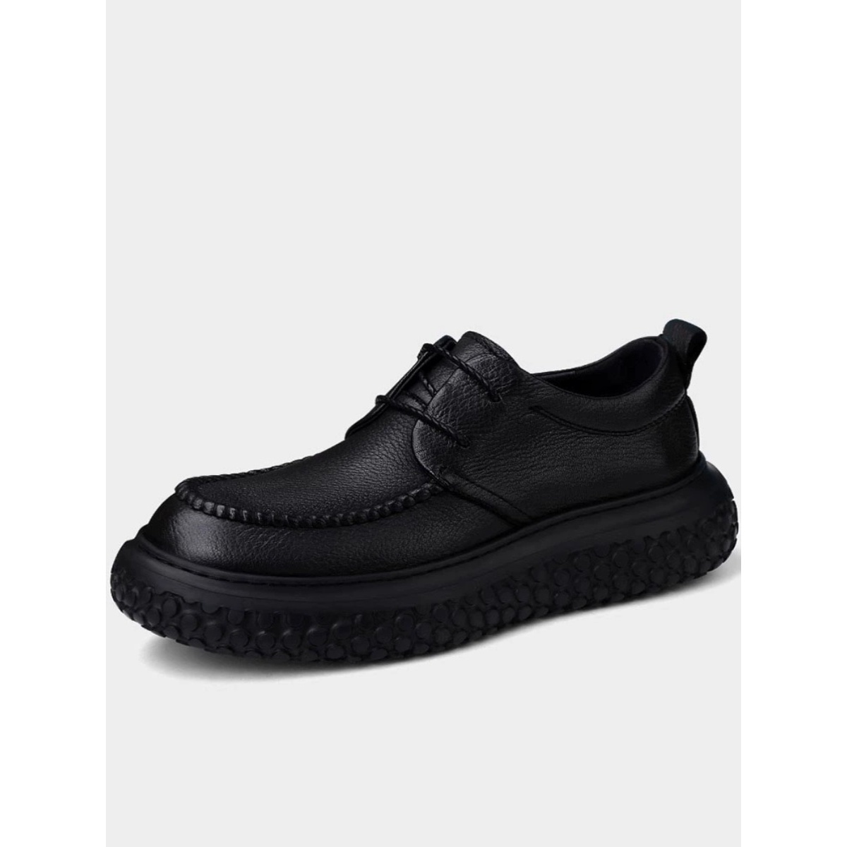 帕达索冬季新款男士皮鞋商务休闲真皮潮流百搭厚底豆豆鞋男230853