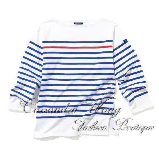 SAINT JAMES/圣杰姆官方正品授权NAVAL RAY ROUGE蓝红条纹长袖T恤|ruв категории Женская одежда, футболка - от Buy2taobao.com для оказания профессиональной услуги покупки агента Taobao