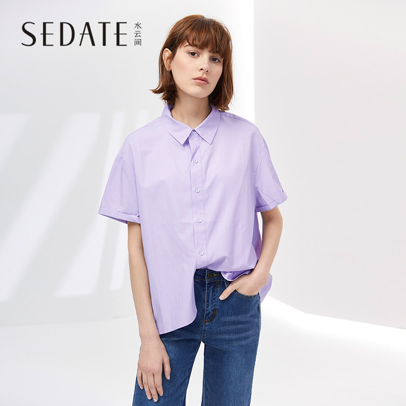 水云间长袖衬衫女夏装新款休闲百搭polo领套头上衣 polo衫