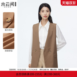 时尚 2025春夏新款 通勤外搭坎肩背心马夹 马甲女装 水云间卡其色西装