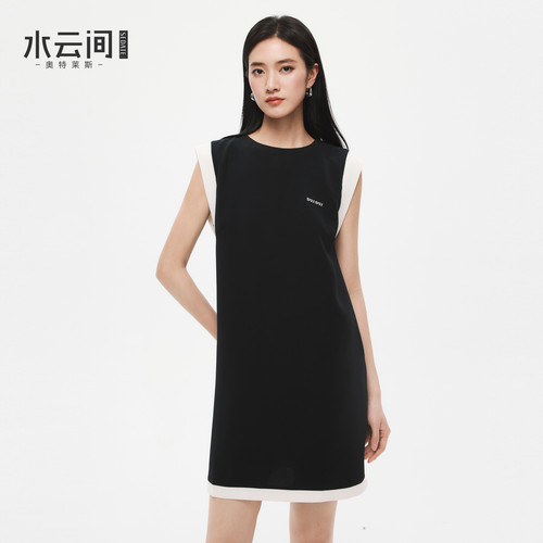 水云间黑色H型背心连衣裙女无袖直筒裙子极简通勤风2026夏季新款