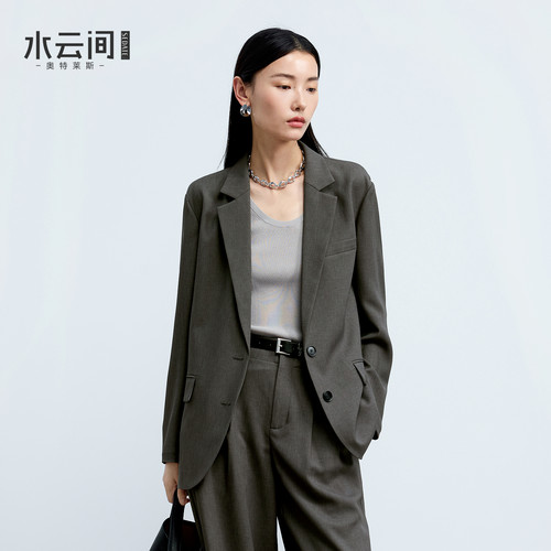 【冷调高智】水云间深灰色休闲小西装外套正肩西服职场极简老钱风