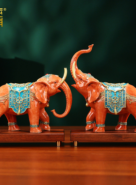 黄铜大象摆件吉祥安康对象