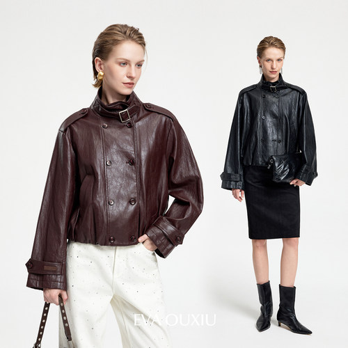 伊华欧秀【新品】高级感短款皮衣外套女款2026今年流行爆款小个子