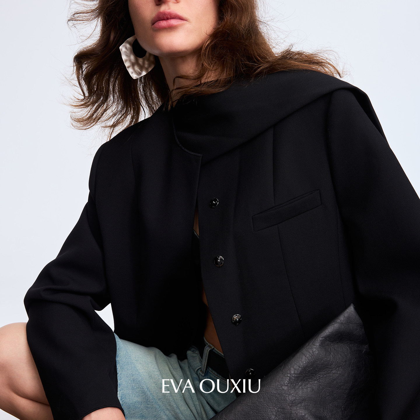 EVAOUXIU精纺羊毛解构式飘带领松弛老钱风宽松西装外套女,女装/女士精品,西装,淘宝优惠券,粉丝福利购,淘宝优惠卷