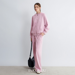 两件套 卫衣外套阔腿裤 EVAOUXIU纯棉新休闲运动套装 cleanfit连帽衫