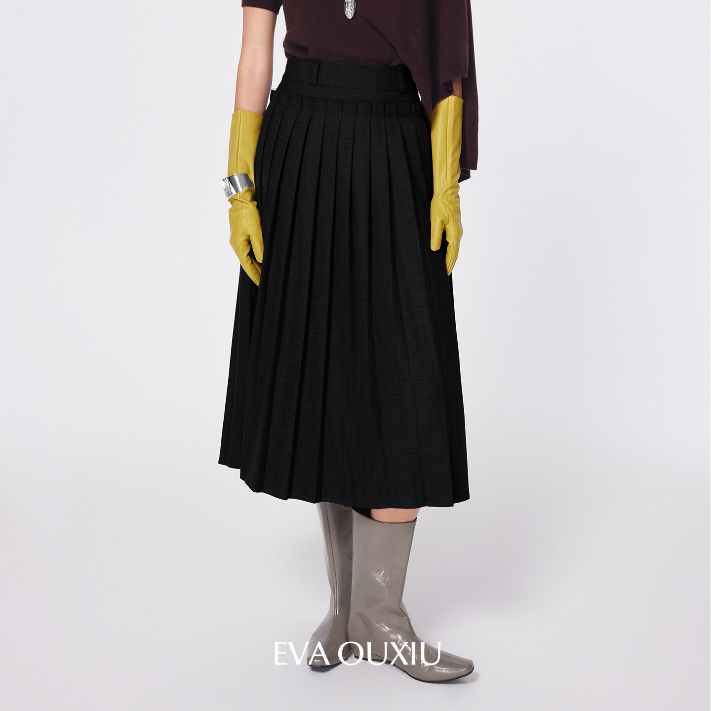 EVAOUXIUM1U风秀场知识分子风通勤百搭优雅羊毛百褶半裙,女装/女士精品,半身裙,淘宝优惠券,粉丝福利购,淘宝优惠卷