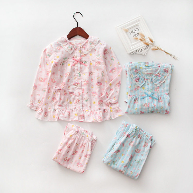 长袖吸汗纱布薄款居家服春夏新品