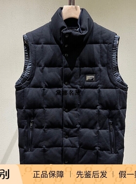 正品现货 Dolce&Gabbana 24秋冬男士黑色立领夹棉马甲背心 G9ABGT