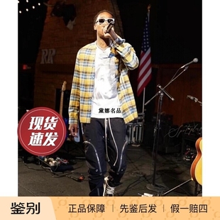 正品现货 RickOwens 主线 无领法兰绒格子衬衣外套RU21S6778