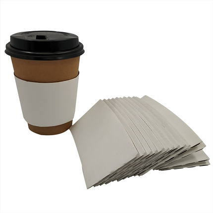 一次性白色瓦楞杯套厚隔热咖啡奶茶杯防水防烫98口径U型胖杯定做