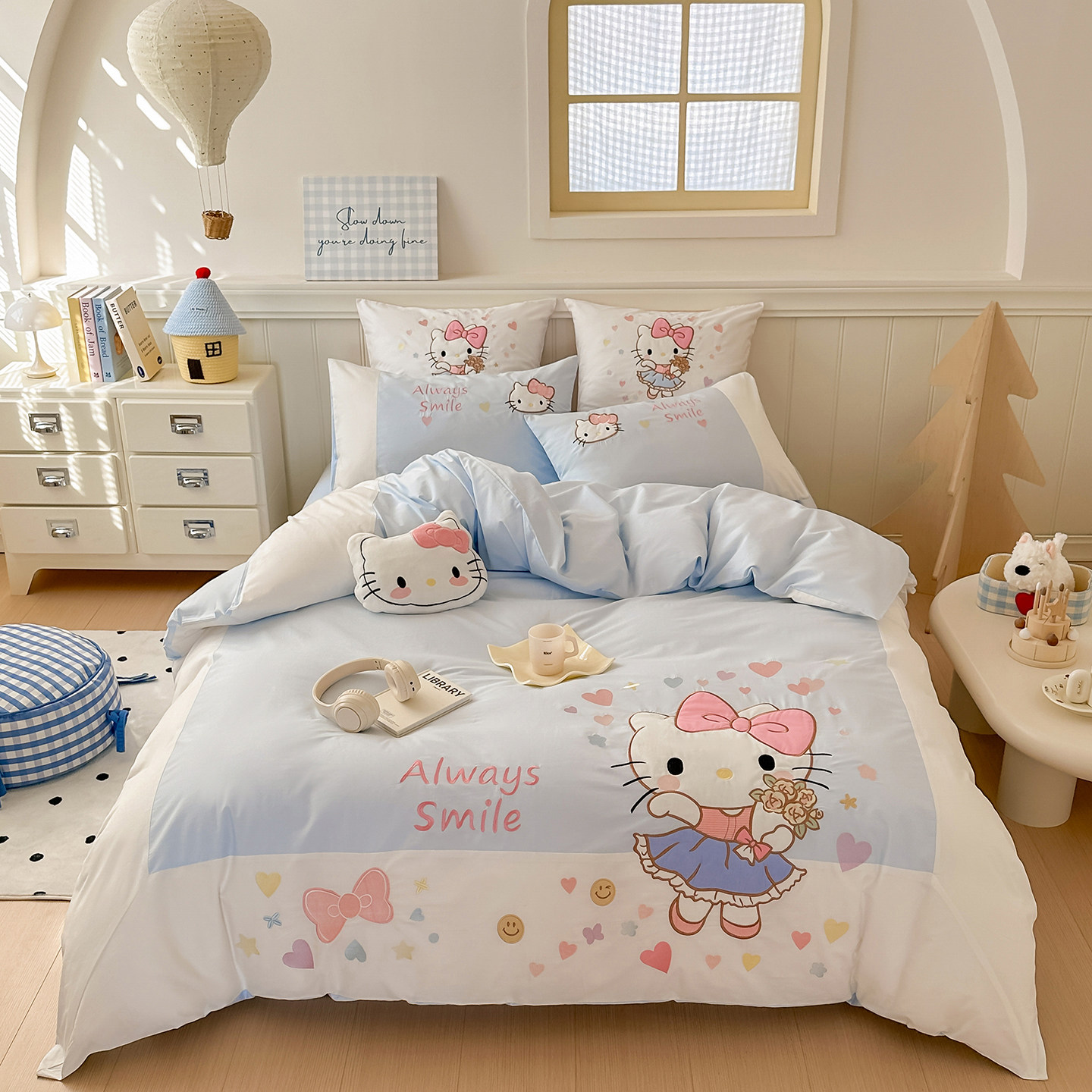 kitty猫女孩被套床单四件套纯棉全棉卡通学生宿舍床上三件套单人